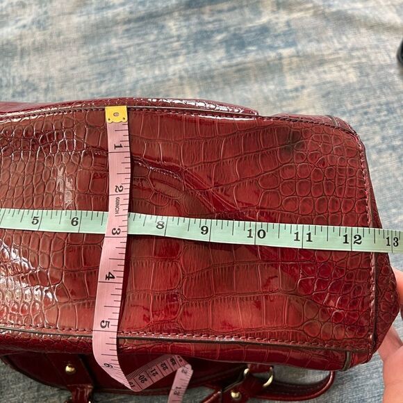 Anne Klein Dark Red Faux Patent Croc Leather Handbag w Gold Colored Accents - Picture 8 of 11